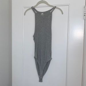 Urban Outfitters Out From Under Ribbed Gray Bodysuit (buttons at bottom)